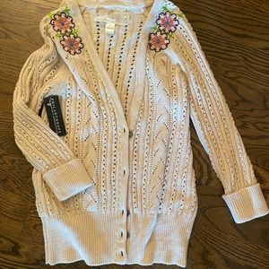 NWT embroidered cardigan